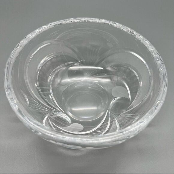 Rogaska Full Lead Crystal Frosted Swirl Bowl Candy Dish 5.5” Yugoslavia - Picture 7 of 9
